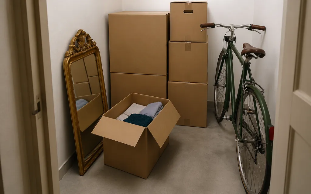 Petit box de stockage rangé pour un studio de centre-ville sans cave